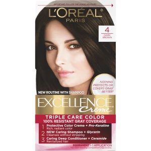 L’Oréal Paris Excellence Crème – Triple Care Hair Color (Shade 4 – Natural Dark Brown)